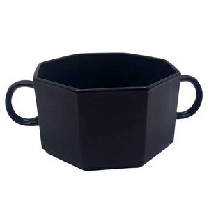 Vintage Arcoroc Octime Black Glass Soup Cereal Bowl w/ Dual Handles France